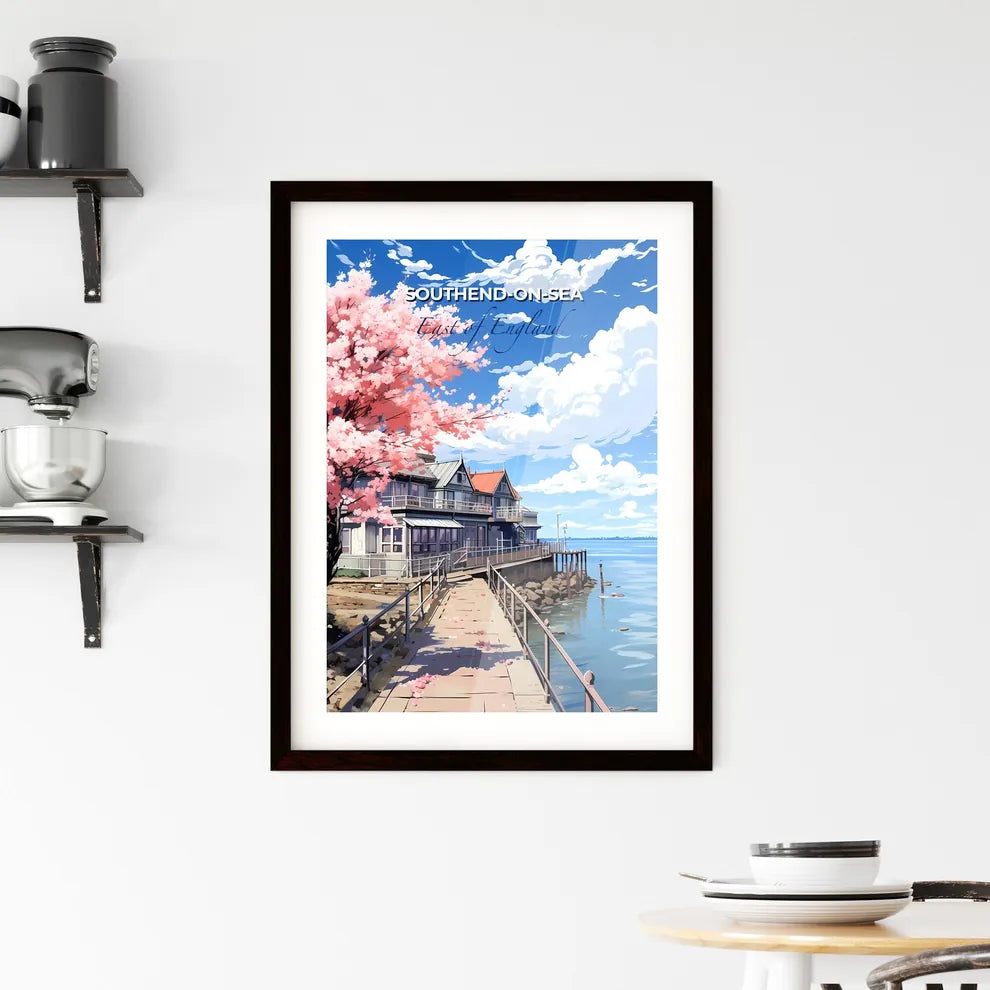Southend-On-Sea, East of England, A Poster of a house with pink flowers on the side of a body of water Default Title