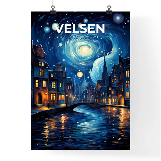 Velsen, Netherlands, A Poster of a water way with a bridge and buildings in the background Default Title