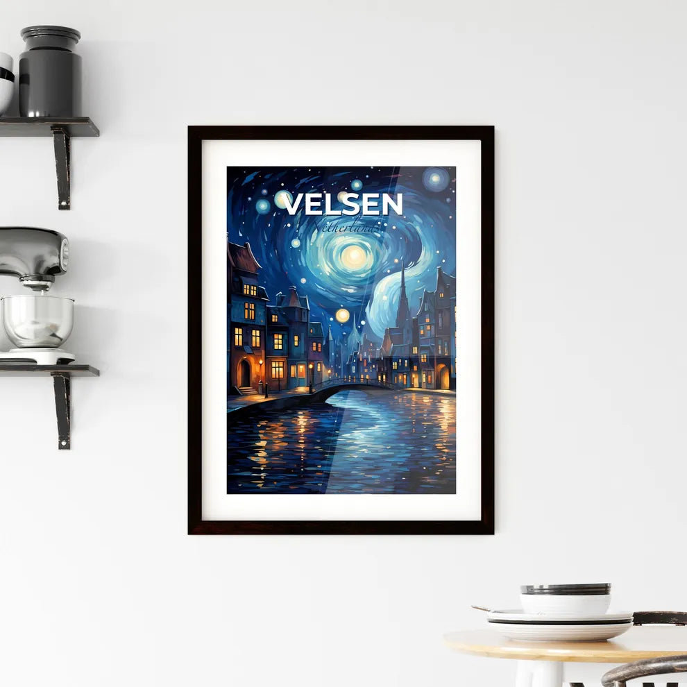 Velsen, Netherlands, A Poster of a water way with a bridge and buildings in the background Default Title