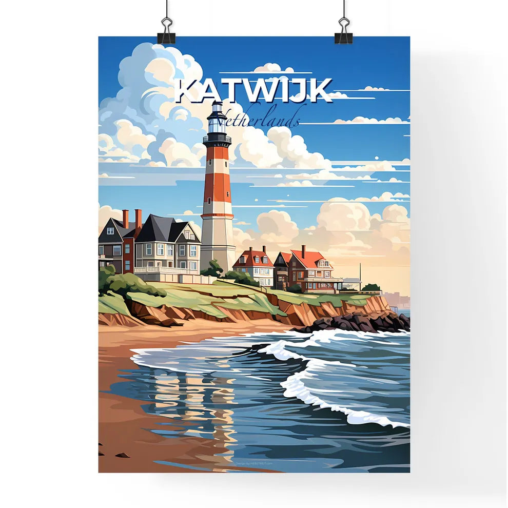 Katwijk, Netherlands, A Poster of a lighthouse on a beach Default Title