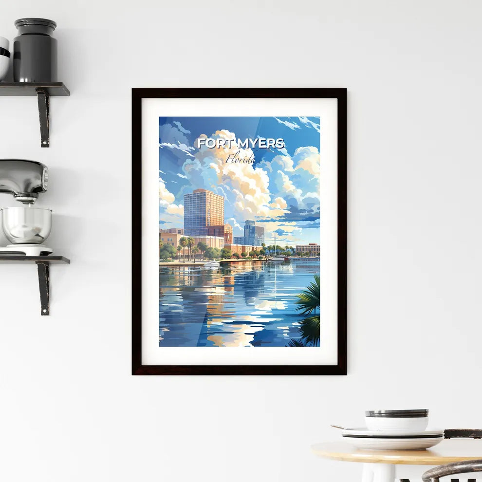 Fort Myers, Florida, A Poster of a water body with palm trees and buildings Default Title