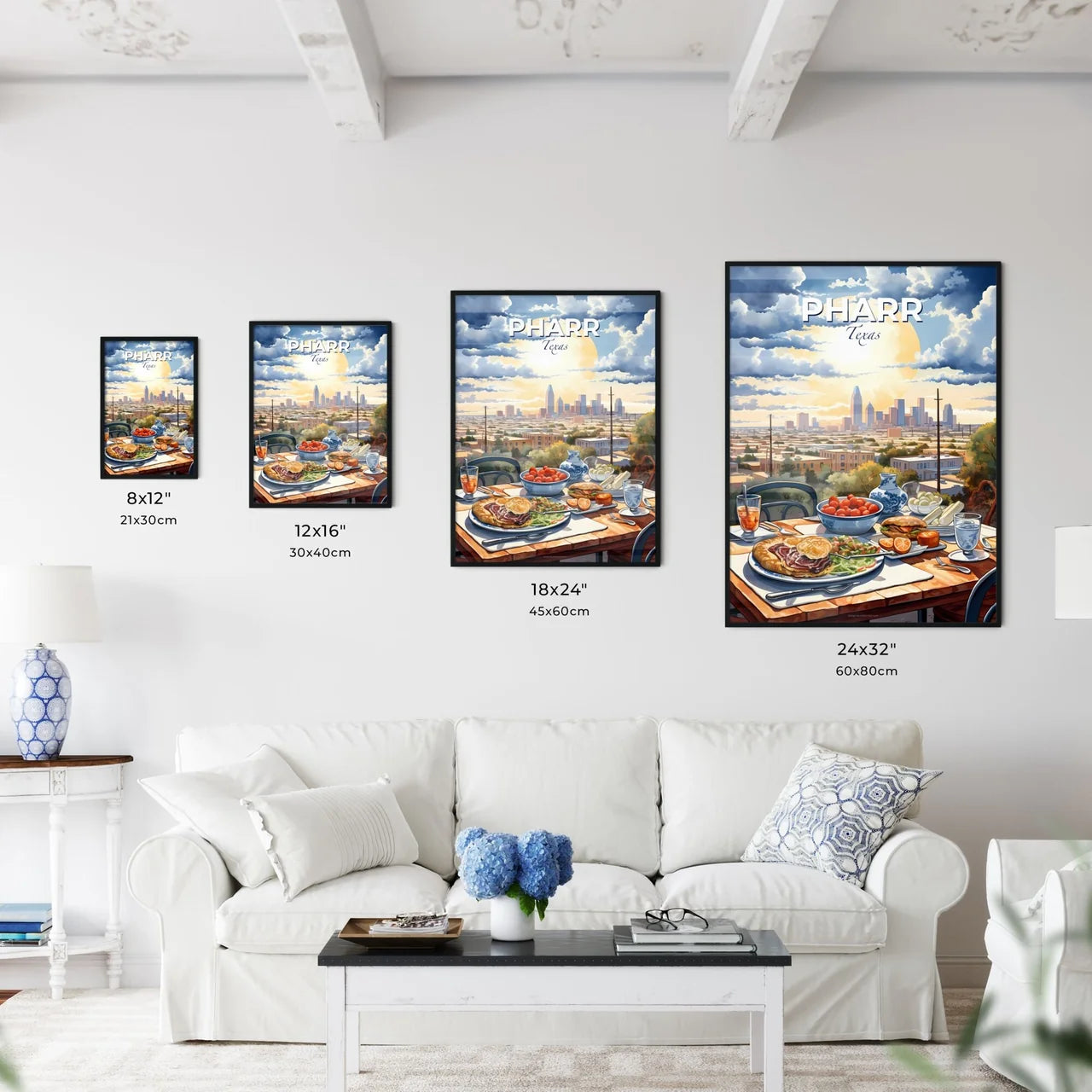 Pharr, Texas, A Poster of a table with food on it and a city in the background Default Title