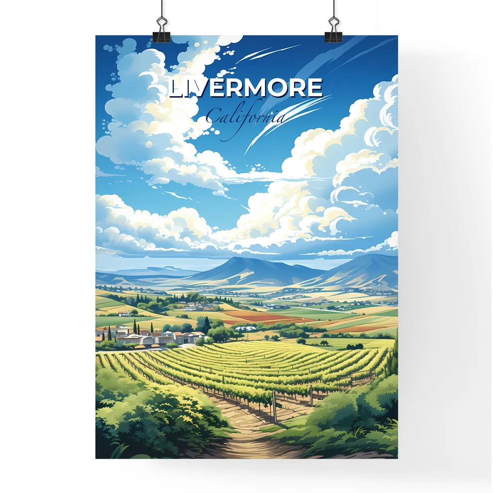 Livermore, California, A Poster of a landscape with a vineyard and mountains Default Title
