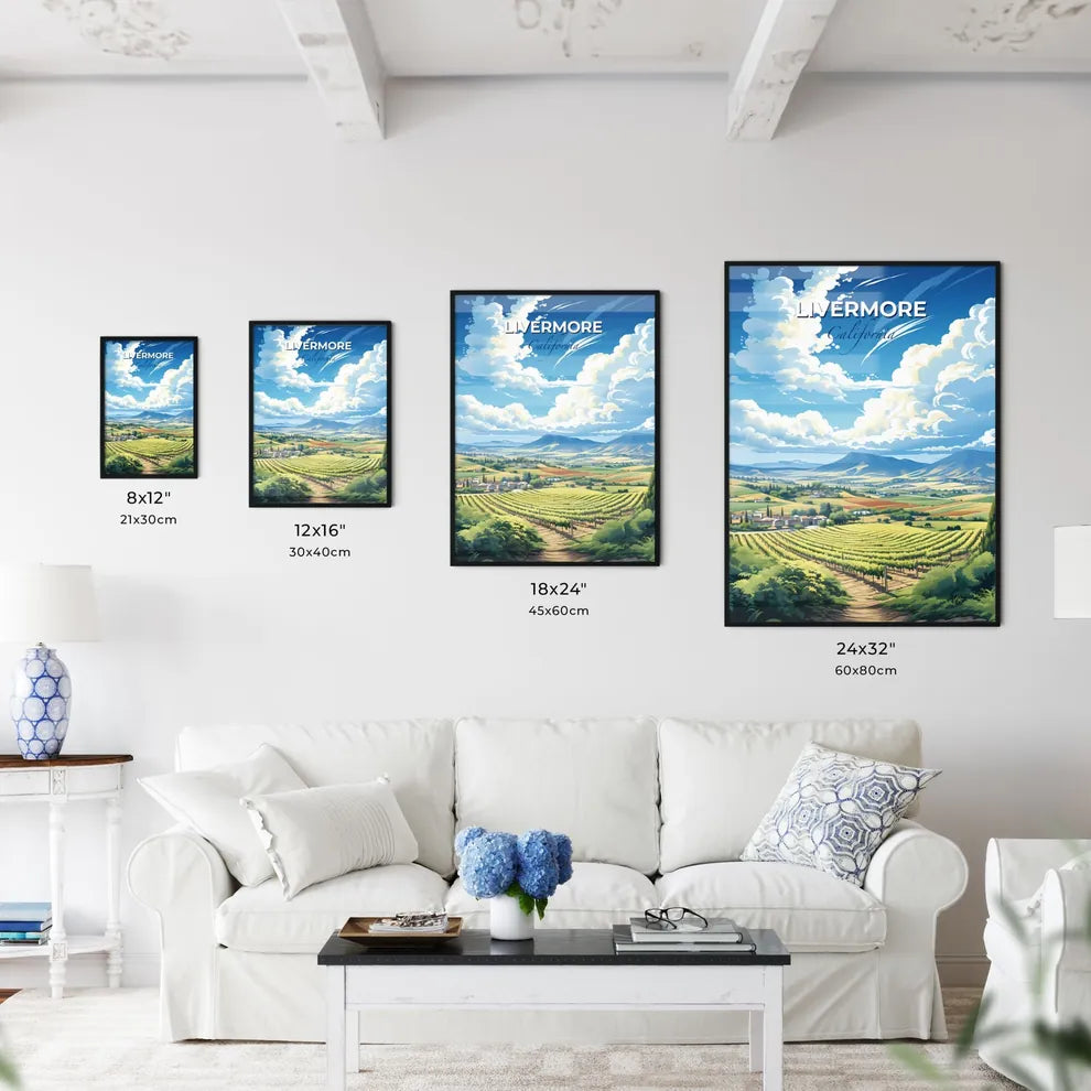 Livermore, California, A Poster of a landscape with a vineyard and mountains Default Title
