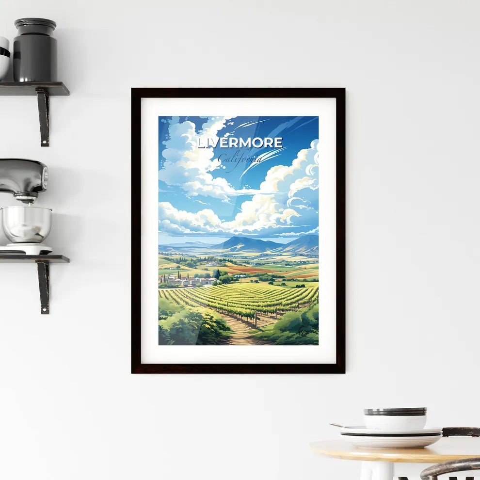 Livermore, California, A Poster of a landscape with a vineyard and mountains Default Title