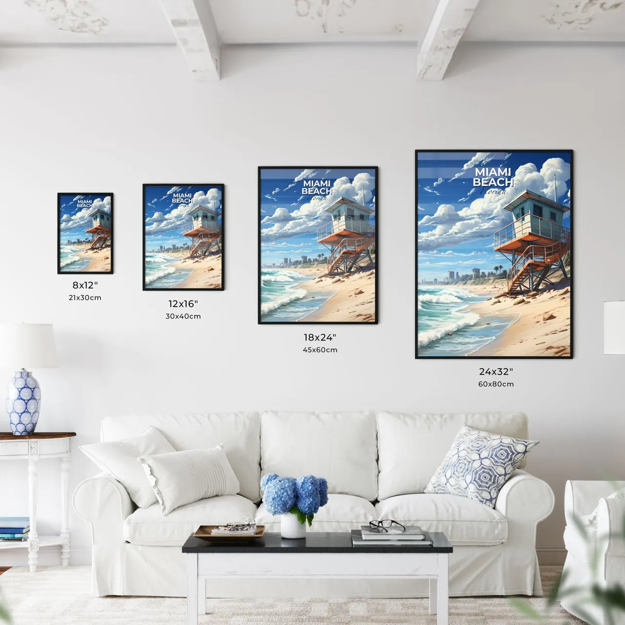 Miami Beach, Florida, A Poster of a lifeguard tower on a beach Default Title