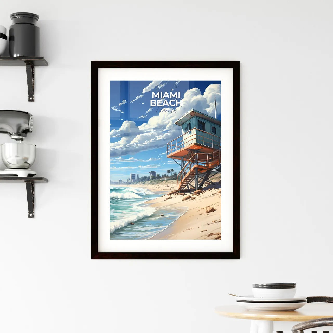 Miami Beach, Florida, A Poster of a lifeguard tower on a beach Default Title