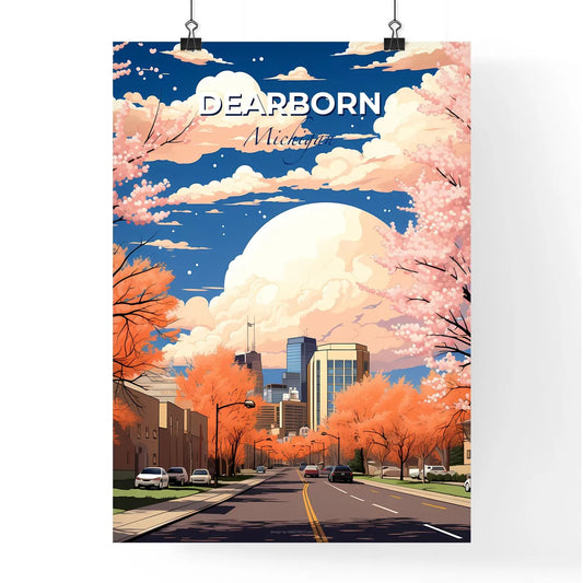 Dearborn, Michigan, A Poster of a road with trees and buildings in the background Default Title