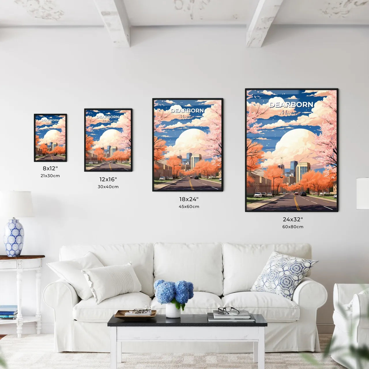 Dearborn, Michigan, A Poster of a road with trees and buildings in the background Default Title