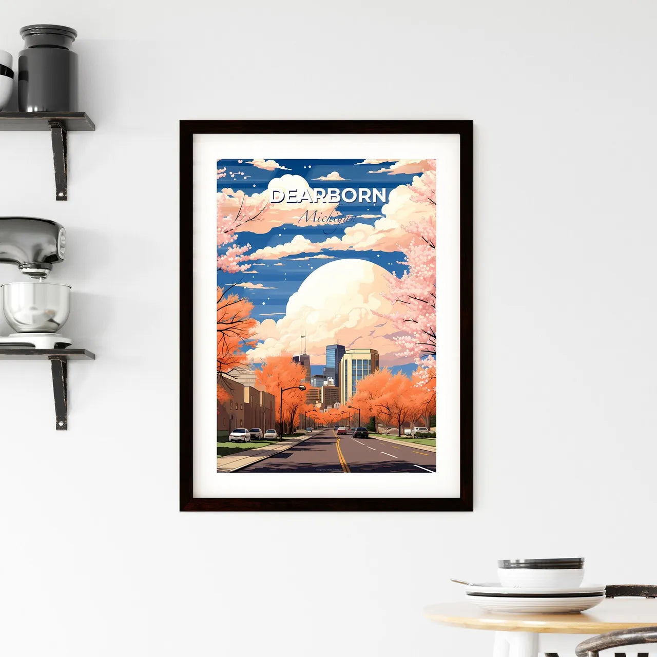 Dearborn, Michigan, A Poster of a road with trees and buildings in the background Default Title