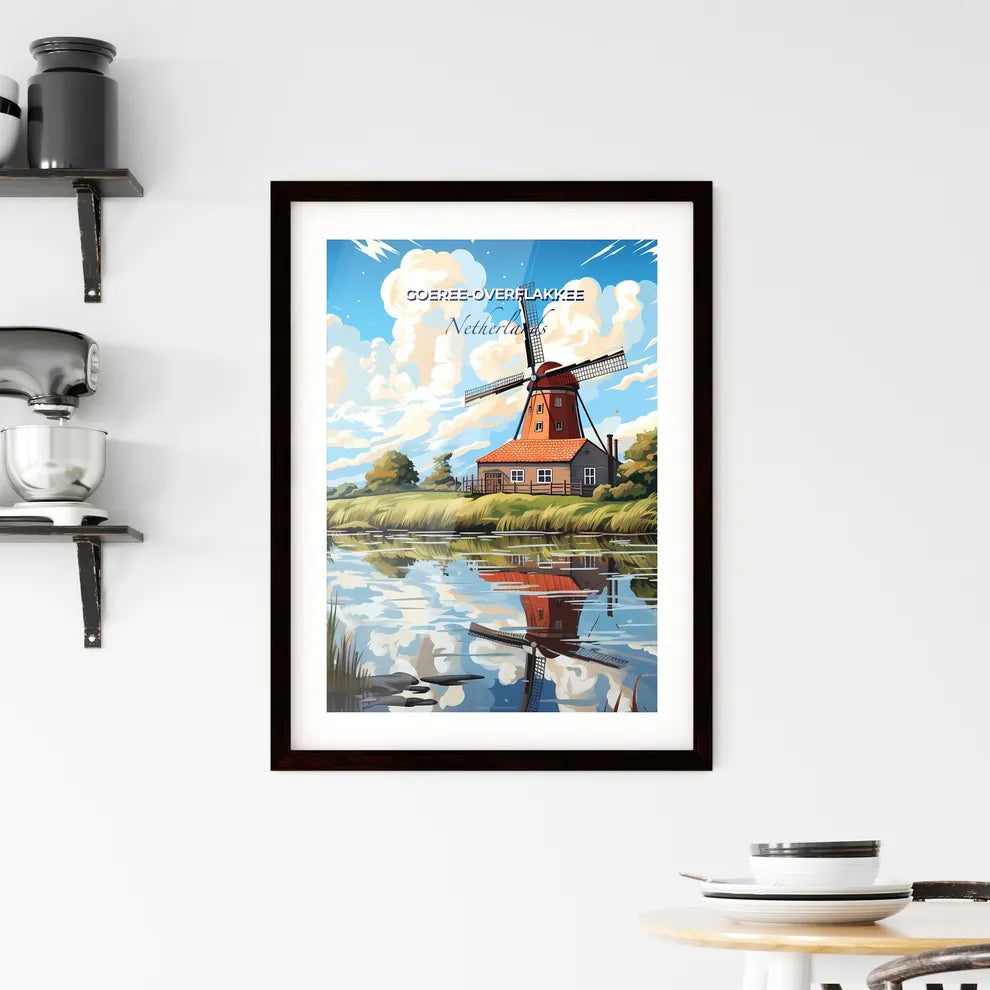 Goeree-Overflakkee, Netherlands, A Poster of a windmill by a lake Default Title
