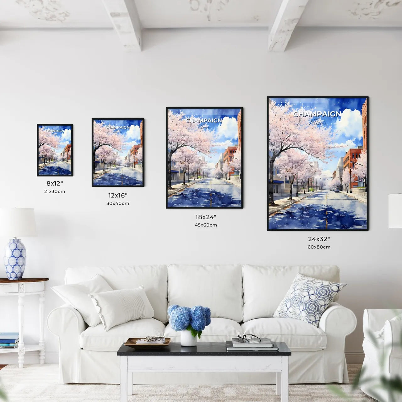 Champaign, Illinois, A Poster of a street with trees and buildings on the side Default Title