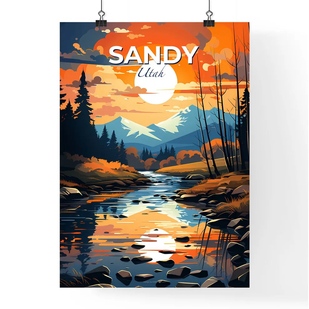 Sandy, Utah, A Poster of a river with trees and mountains in the background Default Title