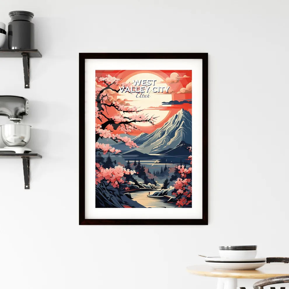 West Valley City, Utah, A Poster of a painting of a mountain river and trees Default Title
