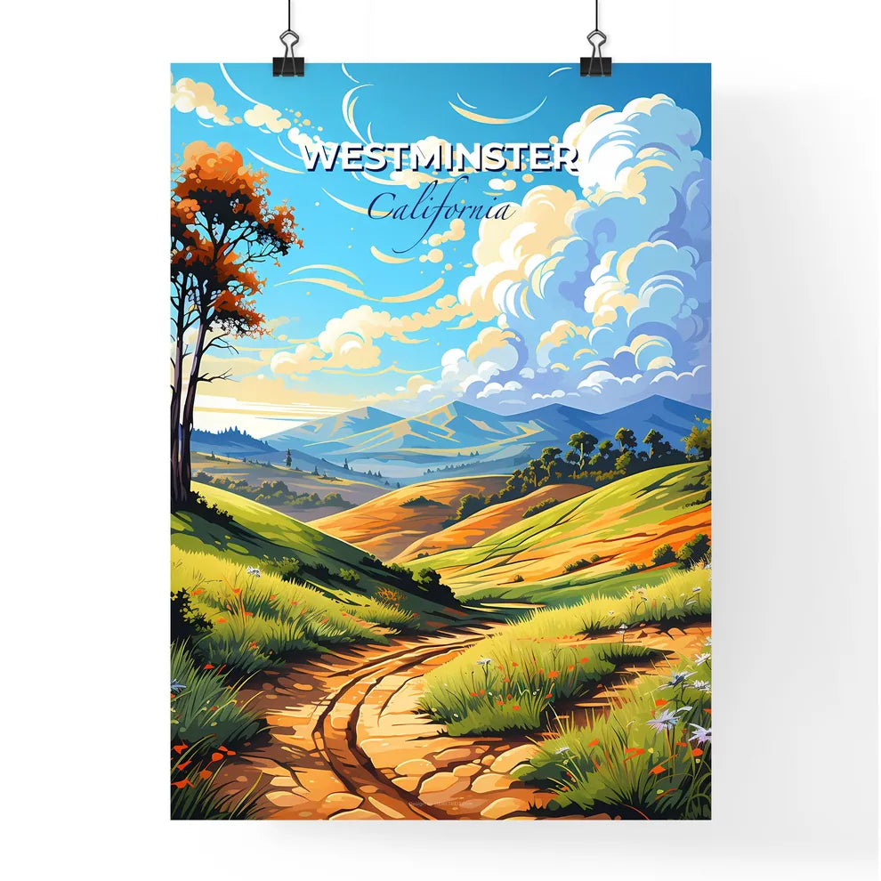 Westminster, California, A Poster of a landscape with a dirt road and trees Default Title