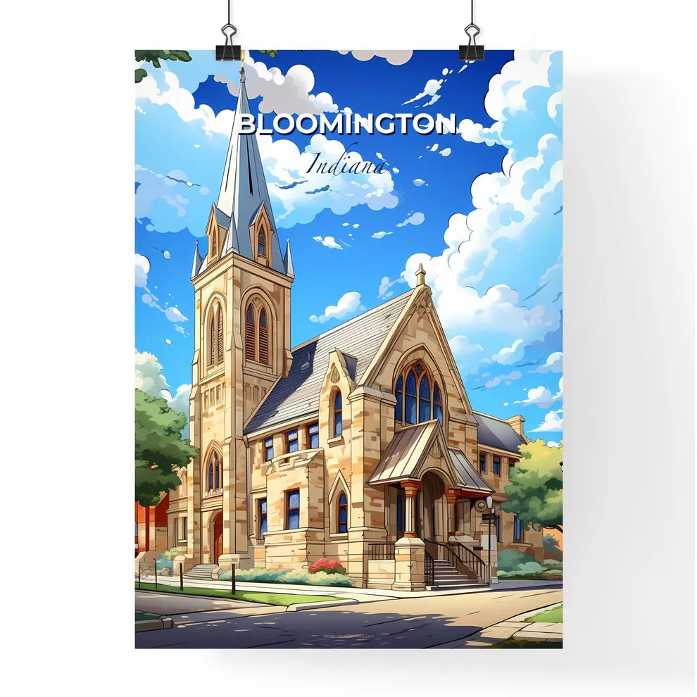Bloomington, Indiana, A Poster of a building with a steeple and trees Default Title