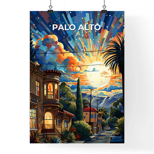 Palo Alto, California, A Poster of a colorful sunset over a town Default Title