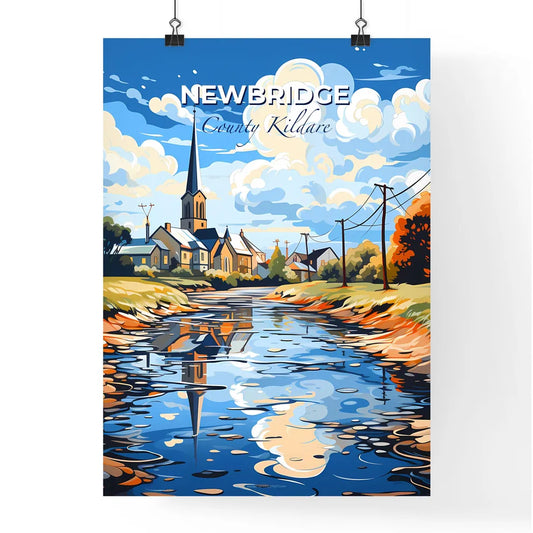Newbridge, County Kildare, A Poster of a river with a church and trees Default Title