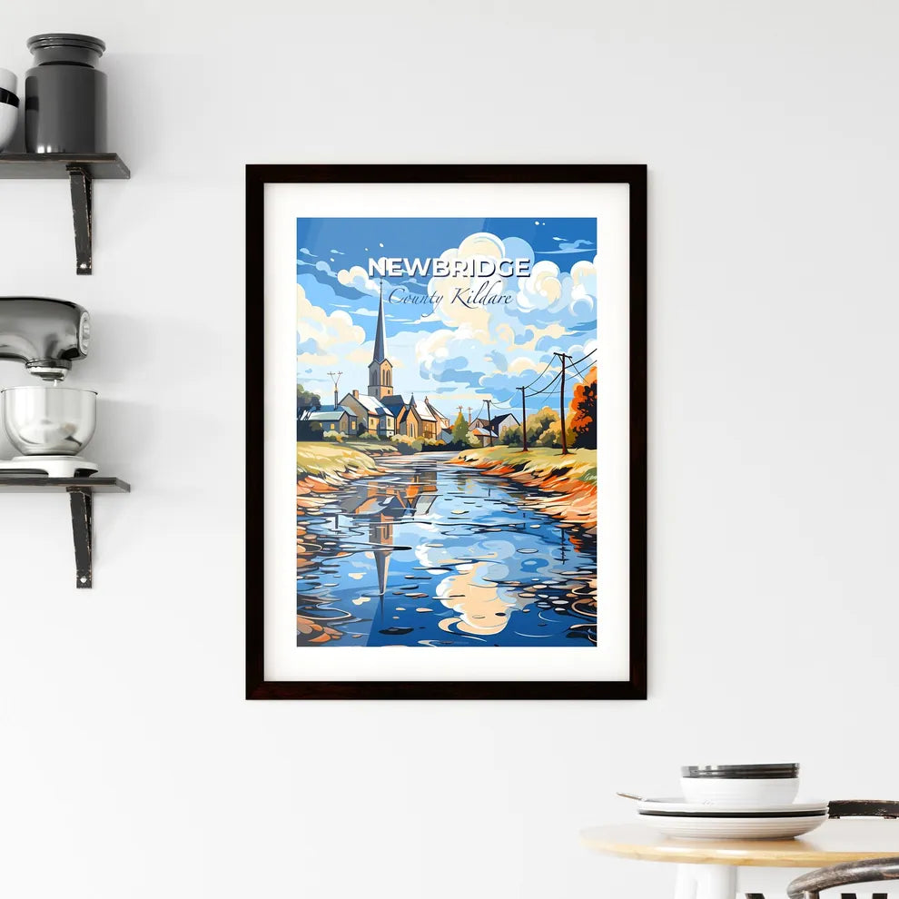Newbridge, County Kildare, A Poster of a river with a church and trees Default Title
