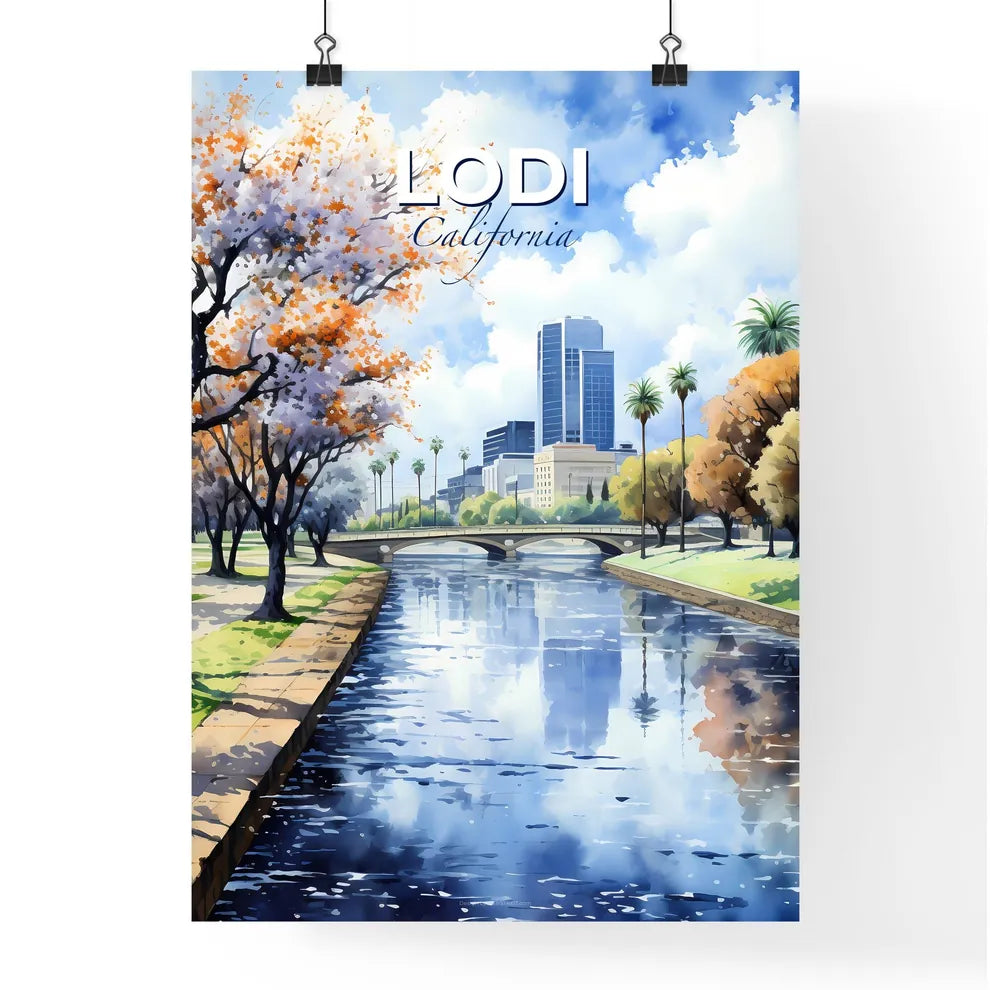 Lodi, California, A Poster of a water canal with trees and a bridge in the background Default Title
