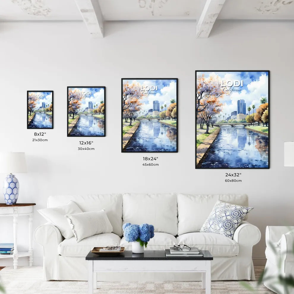 Lodi, California, A Poster of a water canal with trees and a bridge in the background Default Title