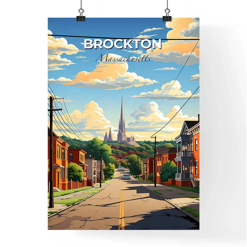 Brockton, Massachusetts, A Poster of a street with houses and a castle in the background Default Title
