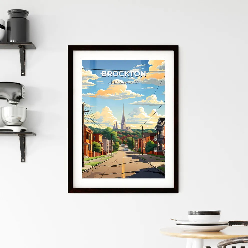 Brockton, Massachusetts, A Poster of a street with houses and a castle in the background Default Title