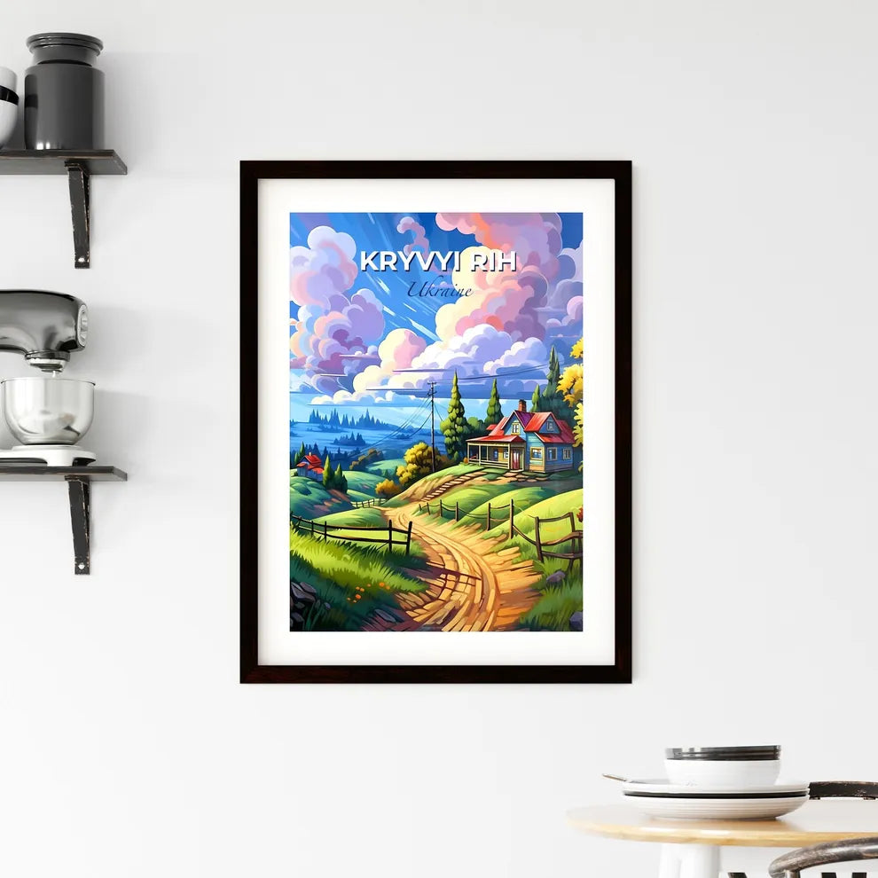 Kryvyi Rih, Ukraine, A Poster of a house on a hill with a dirt road and trees Default Title