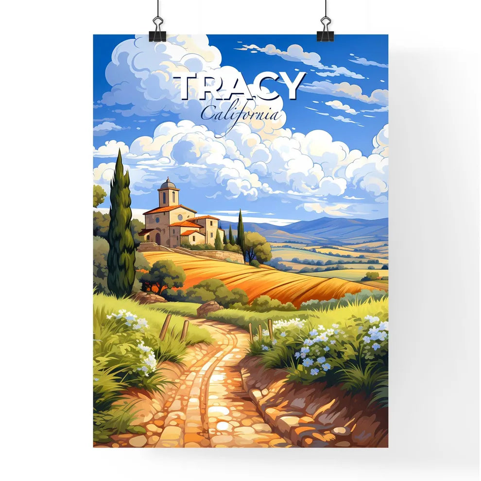 Tracy, California, A Poster of a landscape with a road and a house Default Title
