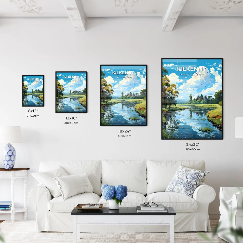 Kilkenny, County Kilkenny, A Poster of a river with trees and grass and a house in the background Default Title