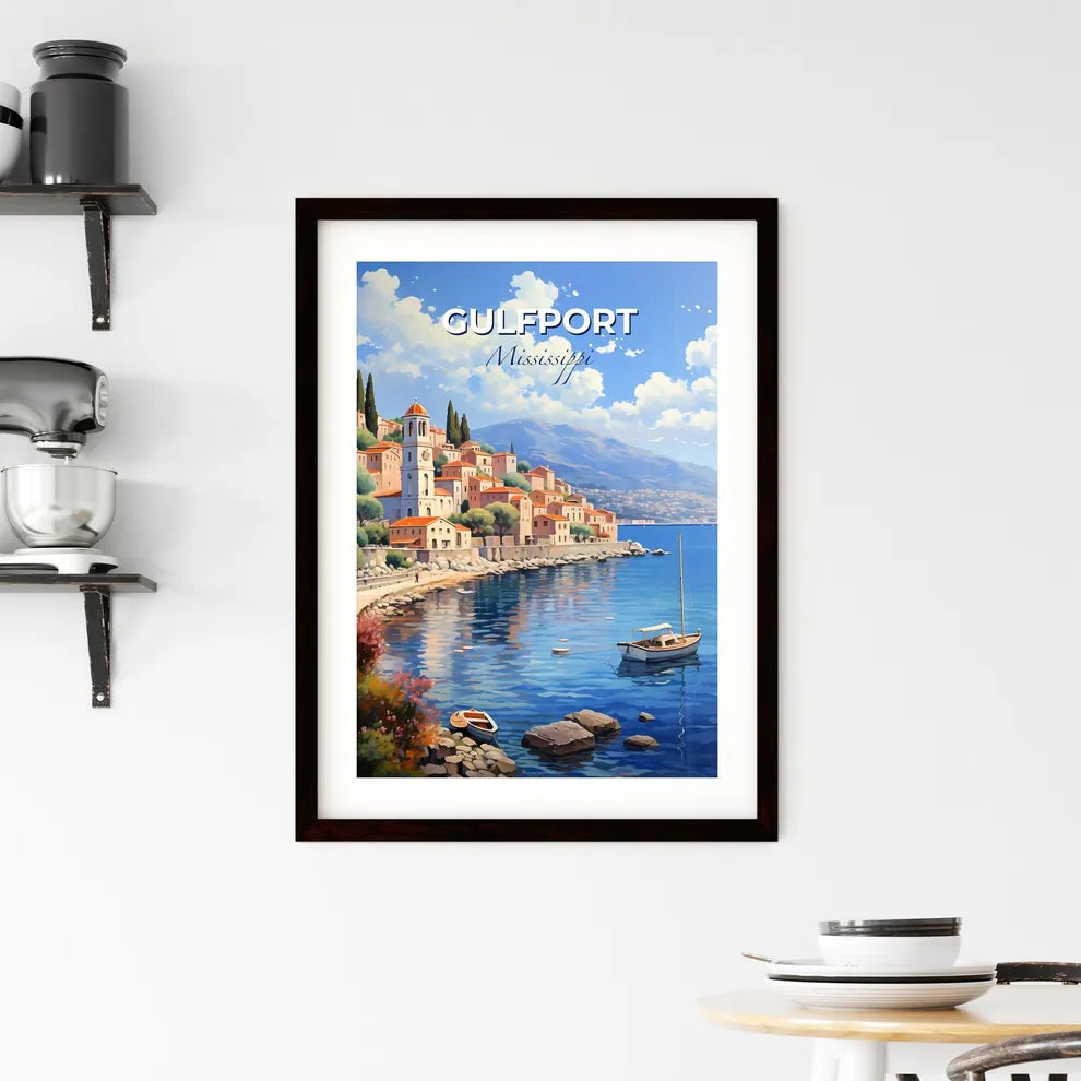 Gulfport, Mississippi, A Poster of a painting of a town on a hill next to a body of water Default Title