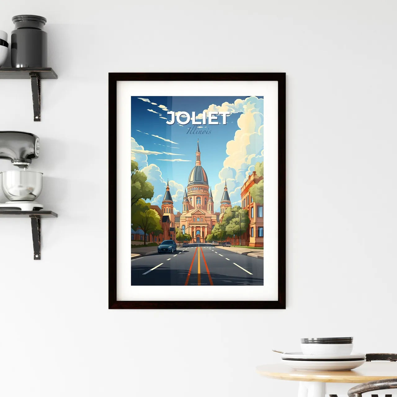 Joliet, Illinois, A Poster of a road with cars and a building Default Title