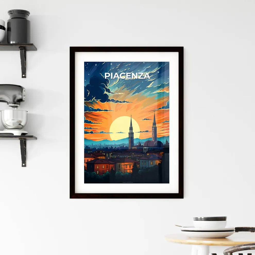 Piacenza, Italy, A Poster of a city with a sunset Default Title