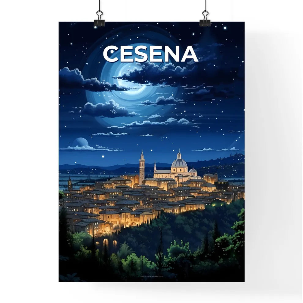 Cesena, Italy, A Poster of a city lit up at night Default Title