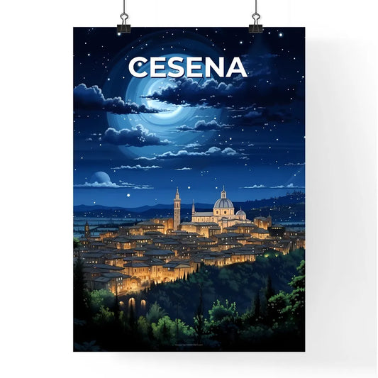 Cesena, Italy, A Poster of a city lit up at night Default Title