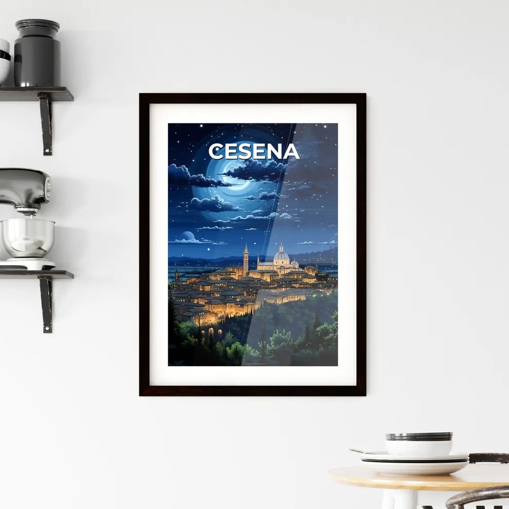 Cesena, Italy, A Poster of a city lit up at night Default Title
