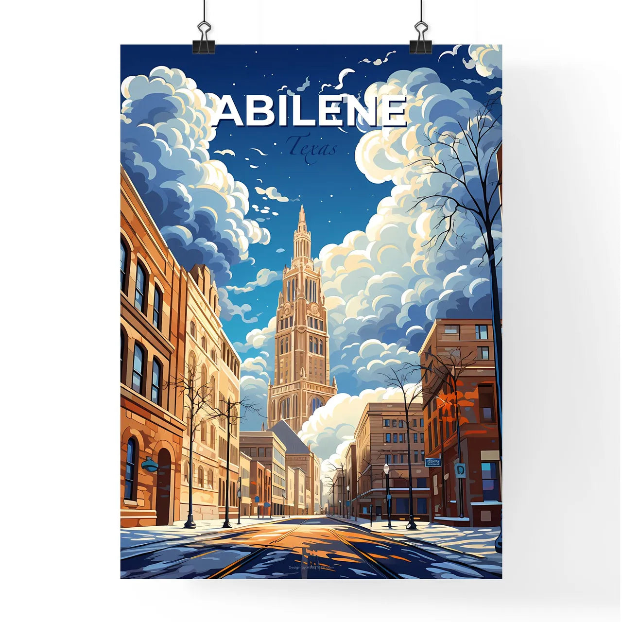 Abilene, Texas, A Poster of a street with buildings and clouds in the sky Default Title