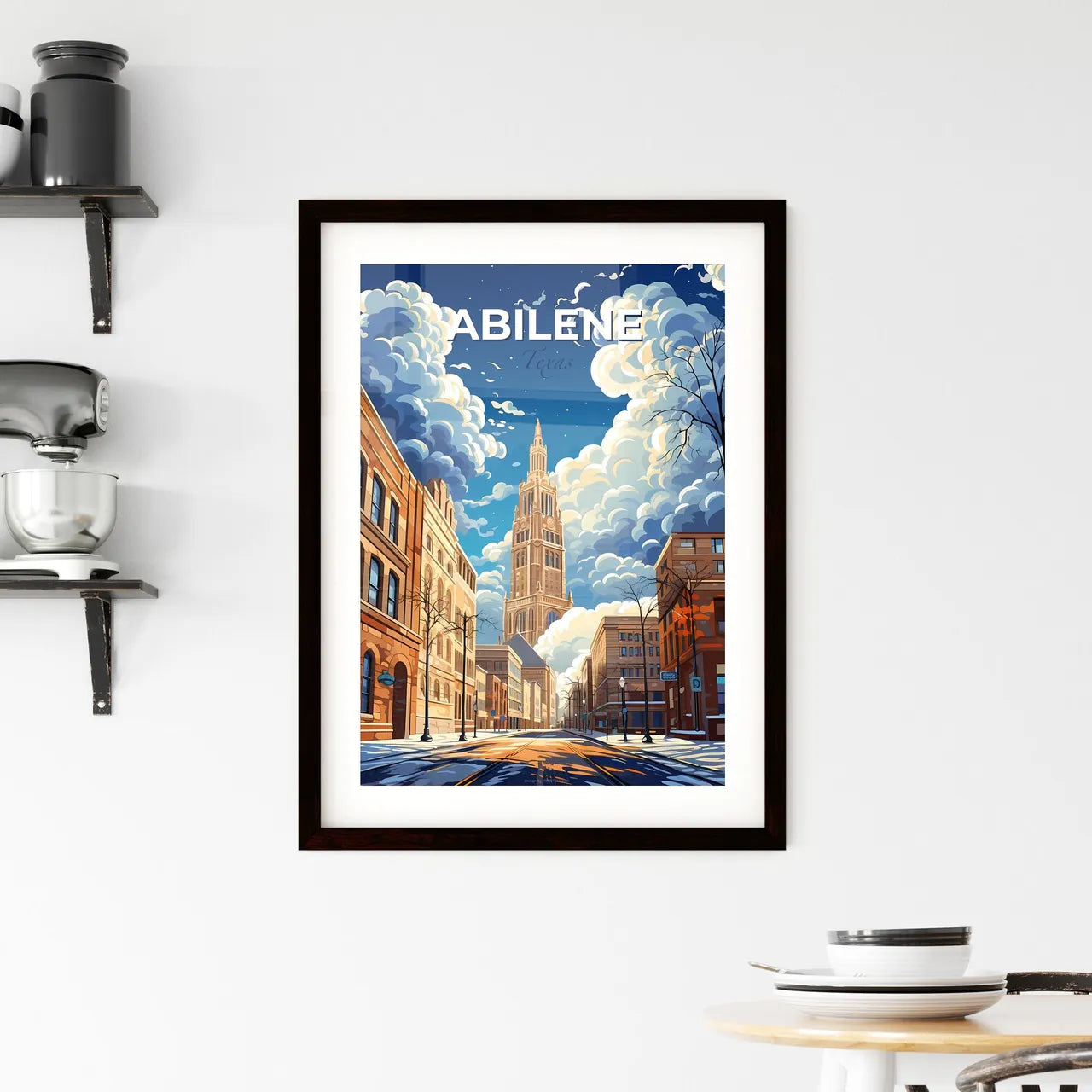 Abilene, Texas, A Poster of a street with buildings and clouds in the sky Default Title