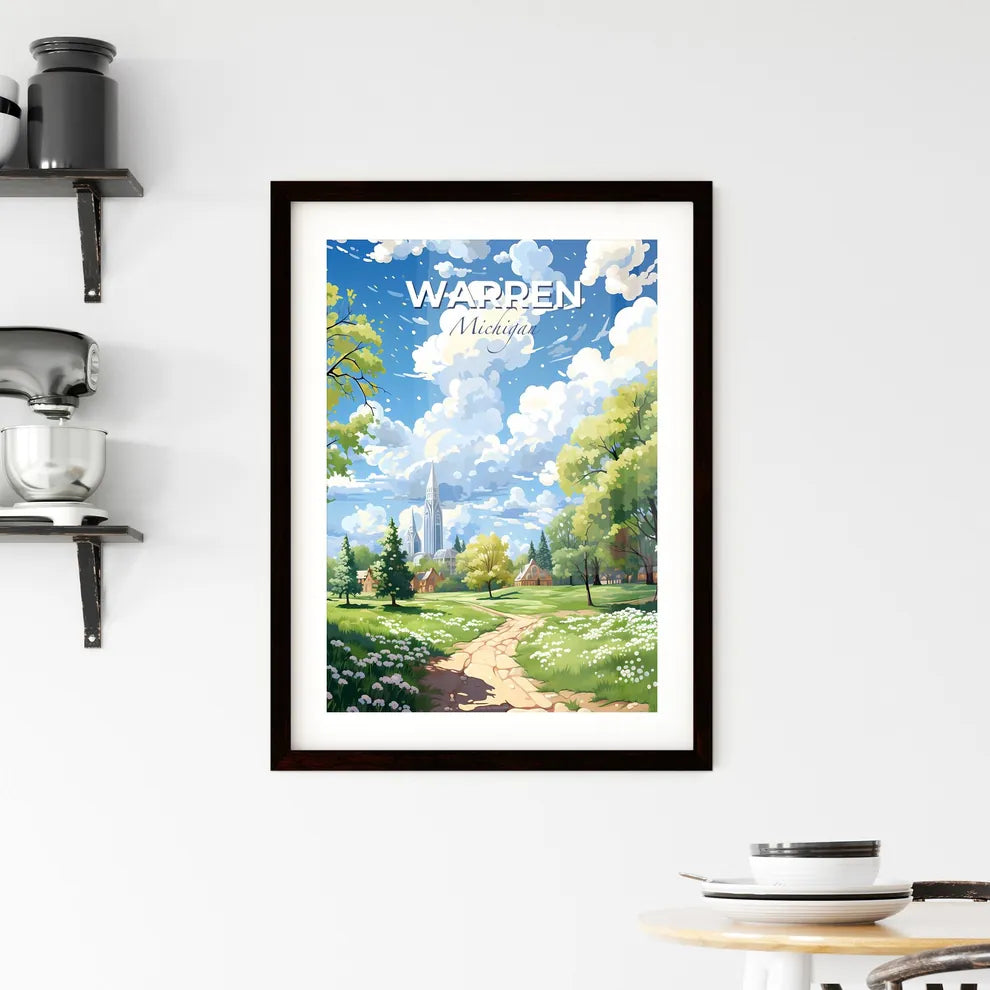 Warren, Michigan, A Poster of a landscape with a path and trees and buildings Default Title
