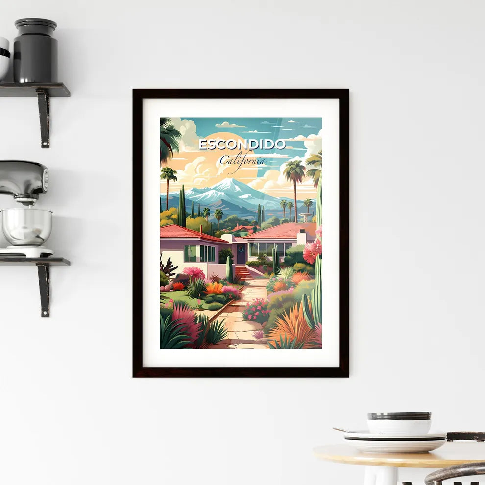 Escondido, California, A Poster of a house with a garden and mountains in the background Default Title