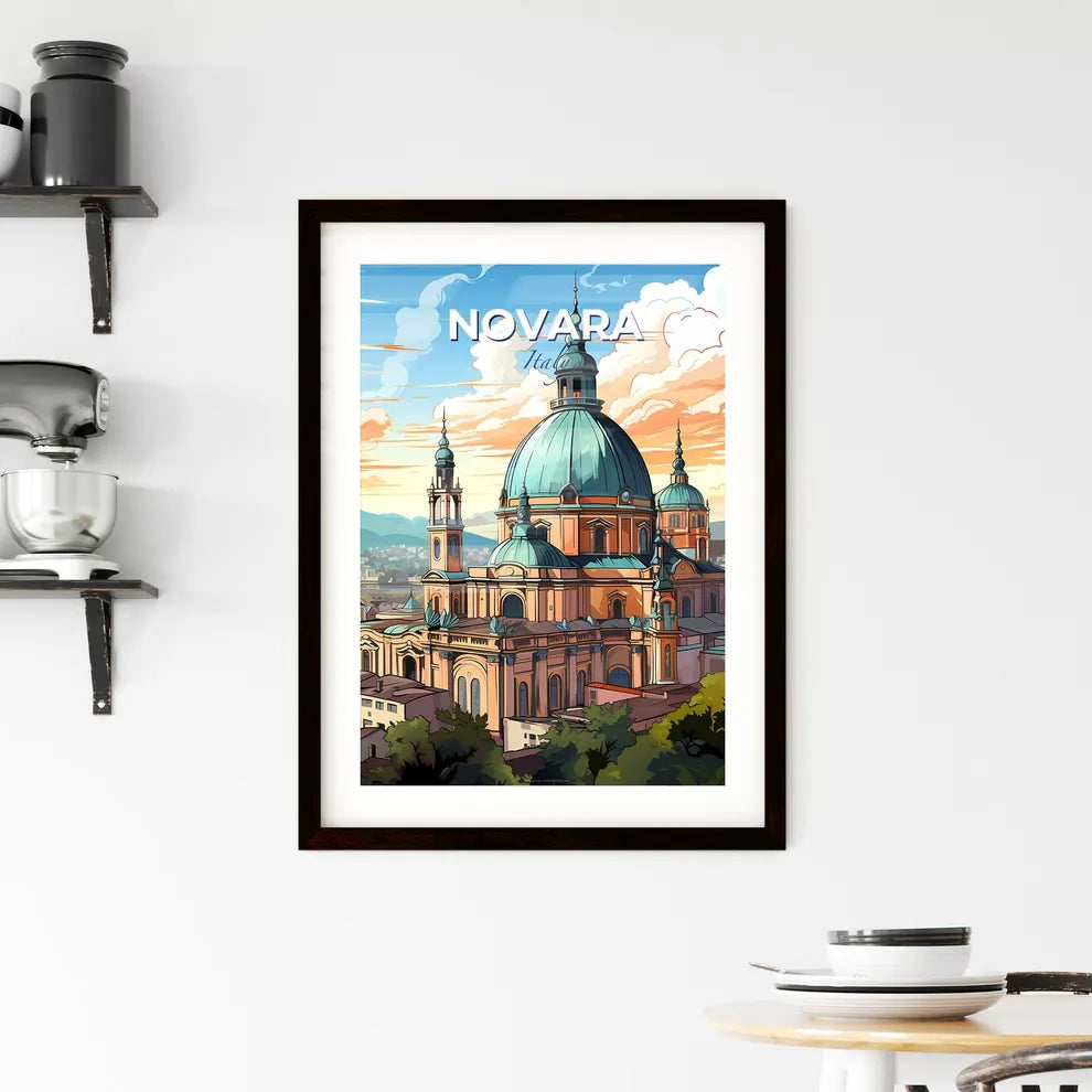 Novara, Italy, A Poster of a building with a dome and towers Default Title