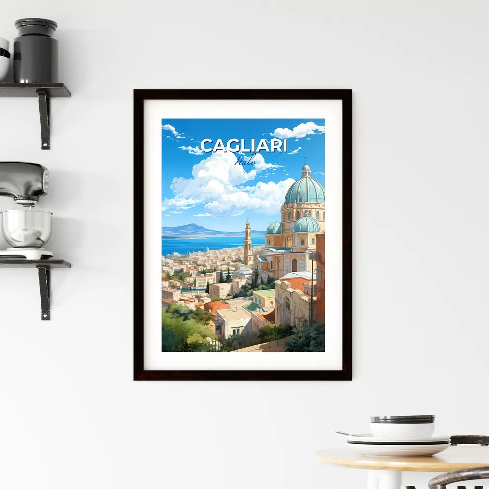 Cagliari, Italy, A Poster of a city with a dome and a body of water Default Title