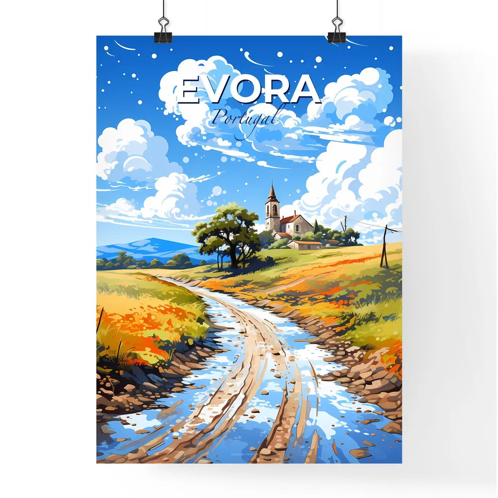 Evora, Portugal, A Poster of a river running through a field Default Title