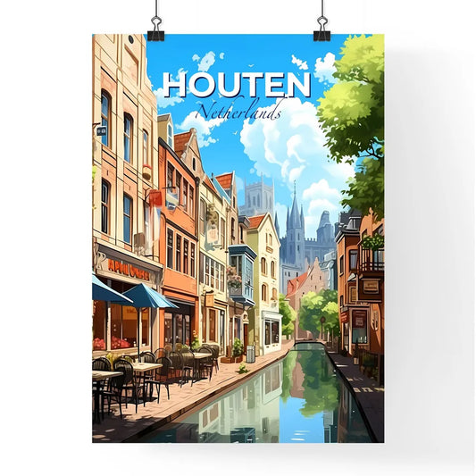 Houten, Netherlands, A Poster of a water canal with buildings and trees Default Title