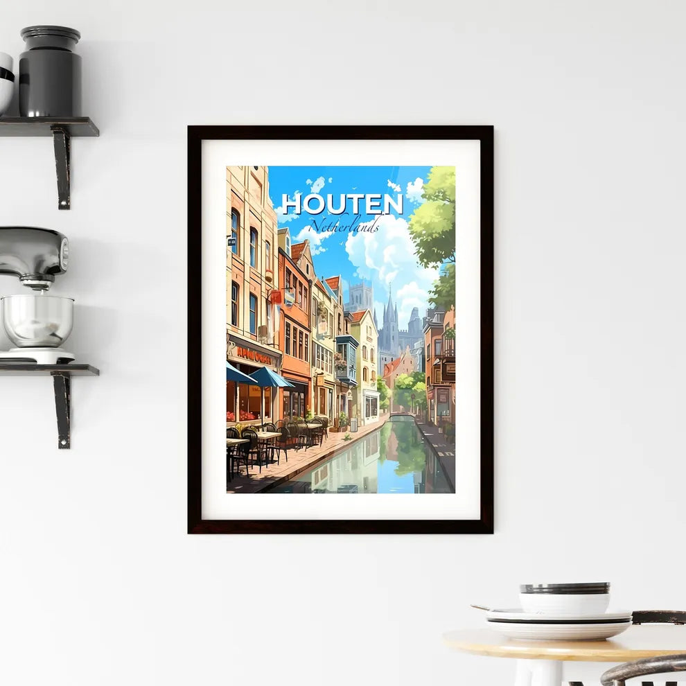 Houten, Netherlands, A Poster of a water canal with buildings and trees Default Title