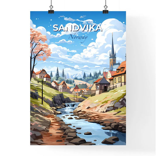 Sandvika, Norway, A Poster of a river running through a village Default Title