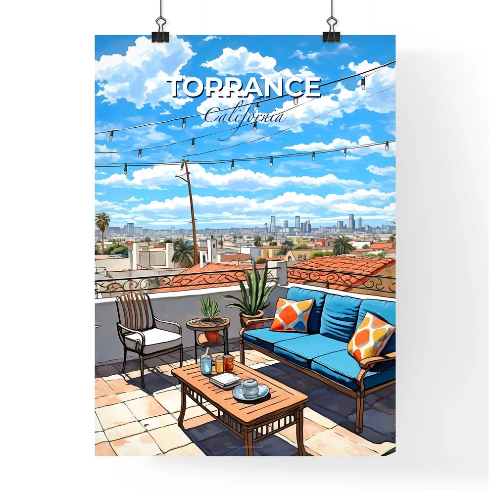 Torrance, California, A Poster of a patio with a view of a city Default Title