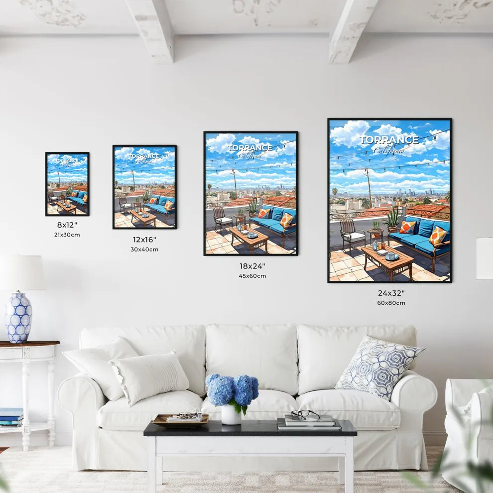 Torrance, California, A Poster of a patio with a view of a city Default Title