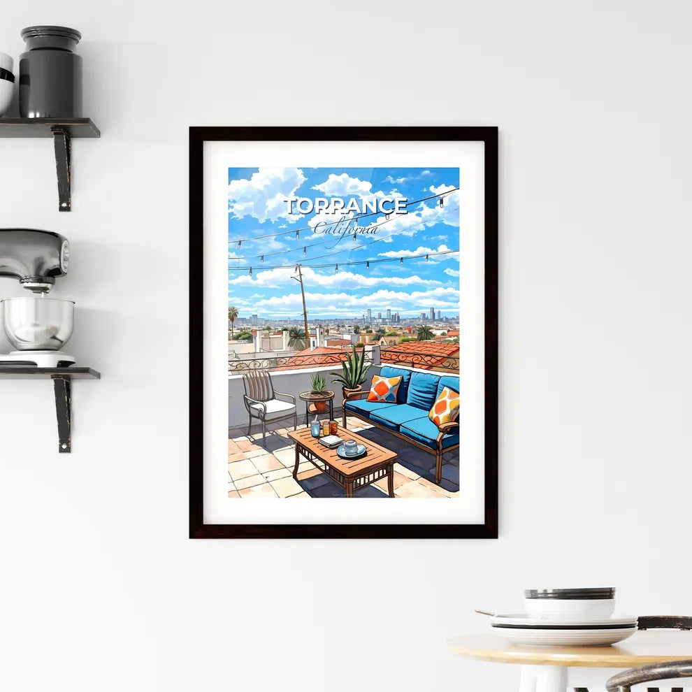 Torrance, California, A Poster of a patio with a view of a city Default Title