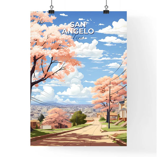 San Angelo, Texas, A Poster of a street with pink trees and houses on it Default Title